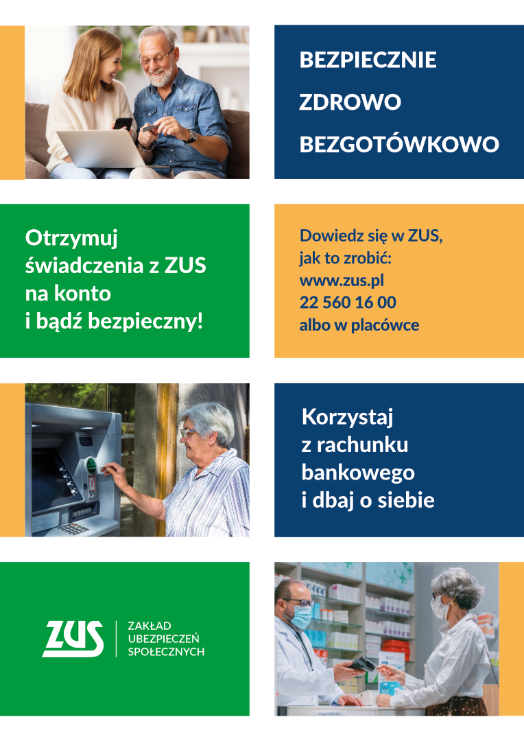 grafika Bezpiecznie zdrowo bezgotówkowo PION